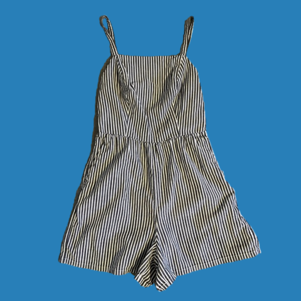 Old Navy Sleeveless Striped Romper S Blue White